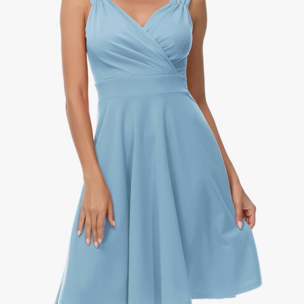 Grace Karin Blue Midi Sundress with Sweetheart Neckline